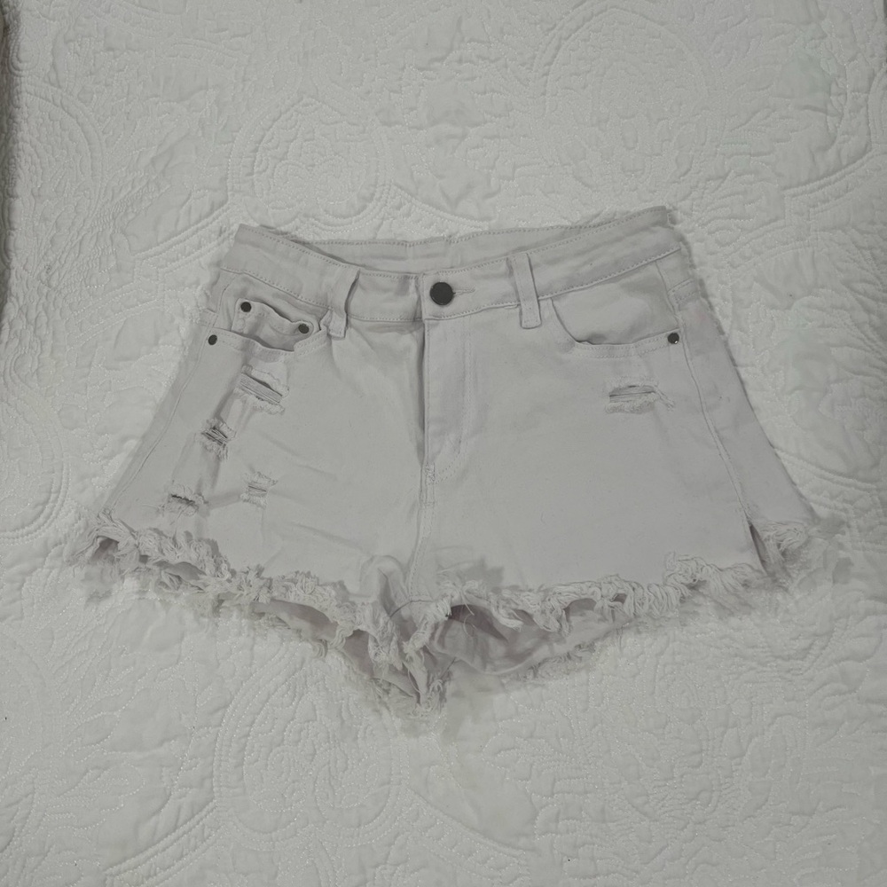 White Distressed Women Shorts